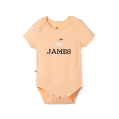Custom Cowboy Goose Embroidered Name Bamboo Baby Bodysuit