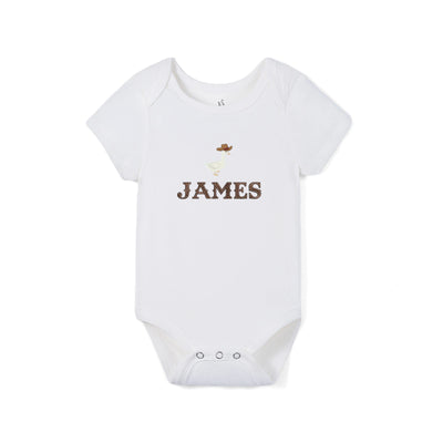 Custom Cowboy Goose Embroidered Name Bamboo Baby Bodysuit