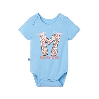 Custom Floral Doodle Initial Bamboo Bodysuit