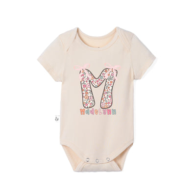 Custom Floral Doodle Initial Bamboo Bodysuit