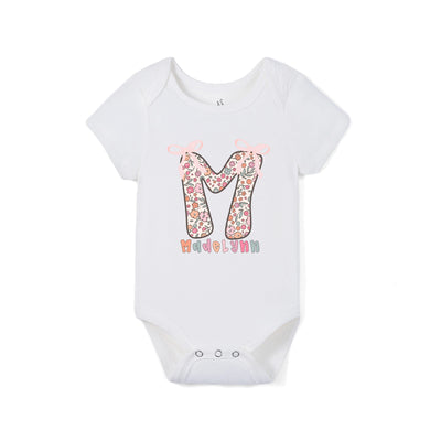 Custom Floral Doodle Initial Bamboo Bodysuit