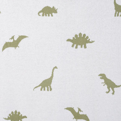 Pattern of green dinosaur silhouettes on a white background