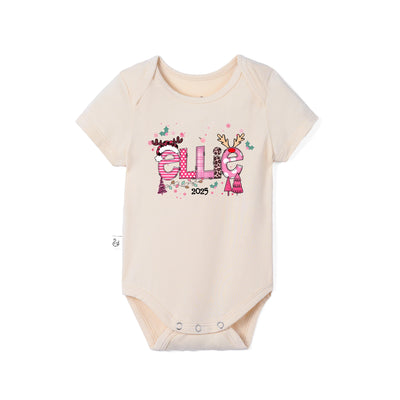 Custom Christmas Doodle Name Baby Bamboo Bodysuit