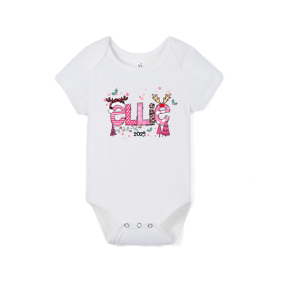 Custom Christmas Doodle Name Baby Bamboo Bodysuit