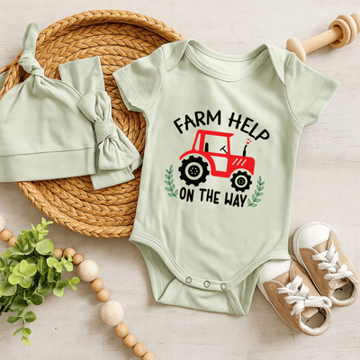 'Farm help on the way' Bodysuit | Funny Baby Onesie - SwaddleAn