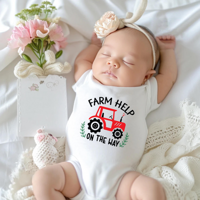 'Farm help on the way' Bodysuit | Funny Baby Onesie - SwaddleAn