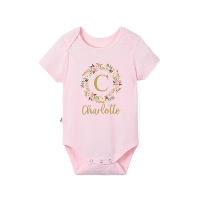 Custom Floral Initial Bamboo Bodysuit