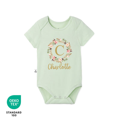 Custom Floral Initial Bamboo Bodysuit