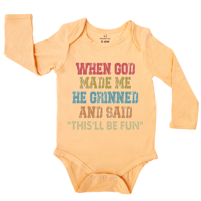 When God Make Me Baby Onesie, Funny Inspiration Bodysuit SwaddleAn