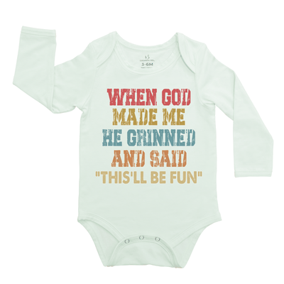 When God Make Me Baby Onesie, Funny Inspiration Bodysuit SwaddleAn