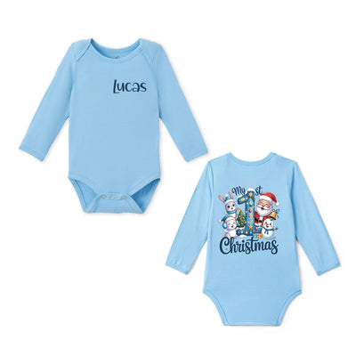 Custom Name My 1st Christmas Bamboo Baby Bodysuit