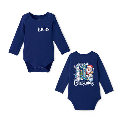 Custom Name My 1st Christmas Bamboo Baby Bodysuit