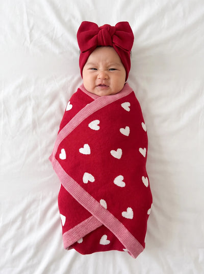Valentine Heart Jacquard Baby Blanket