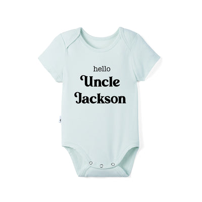 Custom Hello Uncle Name Bamboo Bodysuit