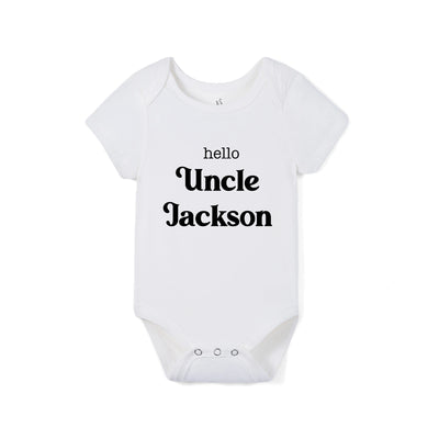 Custom Hello Uncle Name Bamboo Bodysuit