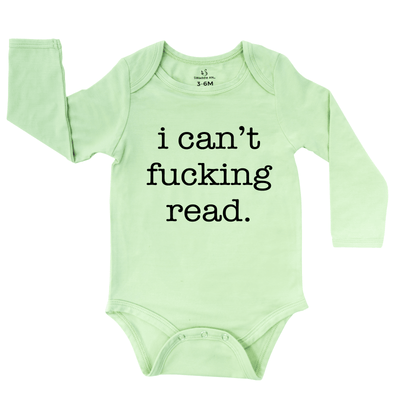 I can't fucking read Onesie, Funny Baby Bodysuit SwaddleAn