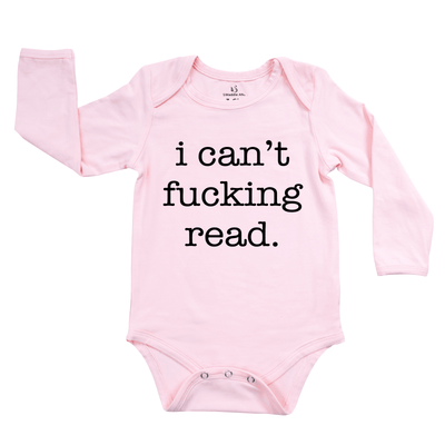 I can't fucking read Onesie, Funny Baby Bodysuit SwaddleAn