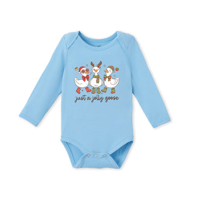 Just A Jolly Goose Christmas Bamboo Baby Onesie