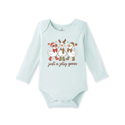 Just A Jolly Goose Christmas Bamboo Baby Onesie