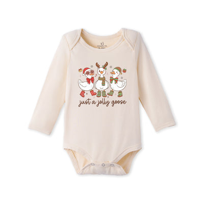 Just A Jolly Goose Christmas Bamboo Baby Onesie