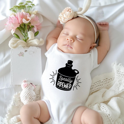 'Locally Brewed' Bodysuit | Funny Beer Baby Onesie SwaddleAn