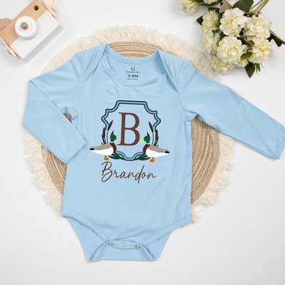 Personalized Mallard Duck Initial Baby Onesie