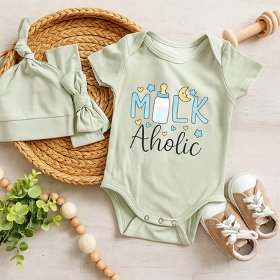 Milkaholic Bamboo Bodysuit | Funny Baby Onesie SwaddleAn