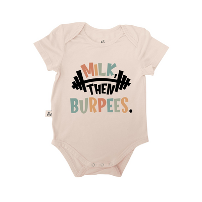 Milk Then Burpees Baby Onesie - Gym & Crossfit Bamboo Bodysuit SwaddleAn