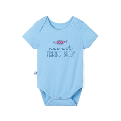 Embroidered Newest Fishing Buddy Bamboo Onesie