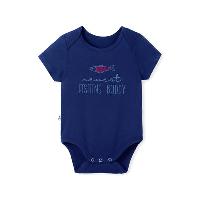 Embroidered Newest Fishing Buddy Bamboo Onesie