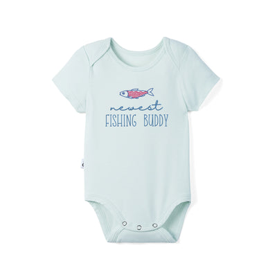 Embroidered Newest Fishing Buddy Bamboo Onesie