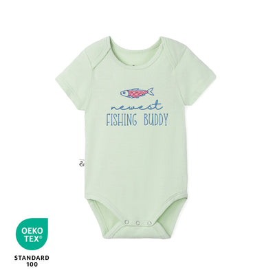 Embroidered Newest Fishing Buddy Bamboo Onesie