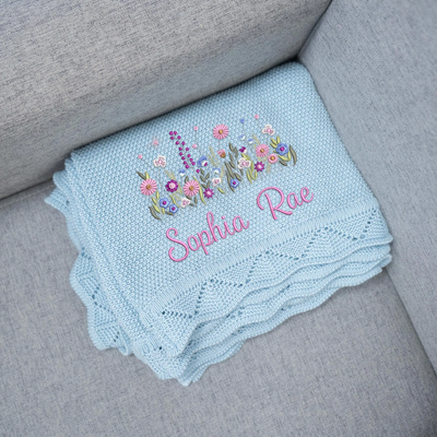 Personalized Wildflower Baby Blanket SwaddleAn