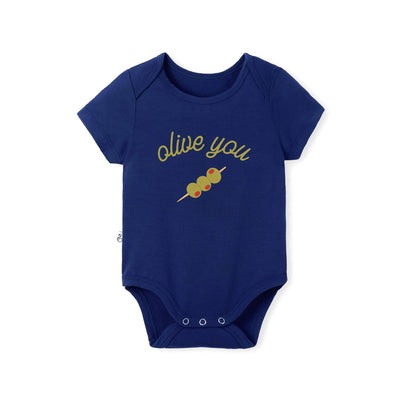 Olive You Baby Pun Bamboo Onesie
