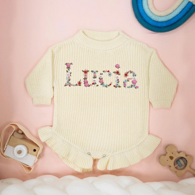 Personalized Floral Name Baby Romper