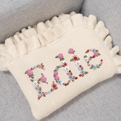 Personalized Embroidered Floral Baby Blanket