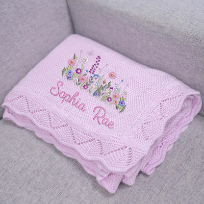 Personalized Wildflower Baby Blanket