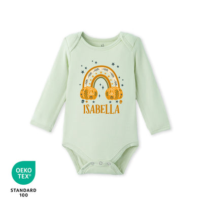 Custom Name Fall Halloween Baby Bamboo Bodysuit