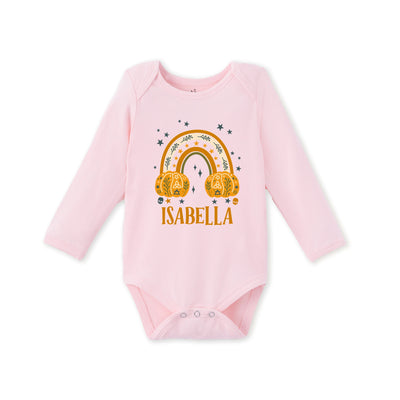 Custom Name Fall Halloween Baby Bamboo Bodysuit