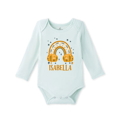 Custom Name Fall Halloween Baby Bamboo Bodysuit