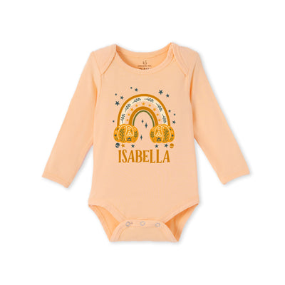 Custom Name Fall Halloween Baby Bamboo Bodysuit