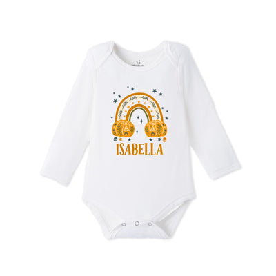Custom Name Fall Halloween Baby Bamboo Bodysuit