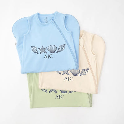 Personalized Sea Shell Monogram Bamboo Sleep Sack