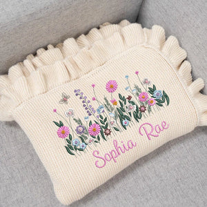 Personalized Wildflower Knit Baby Blanket