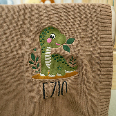 personalized Cute Dinosaur Embroidery Baby Blanket 1