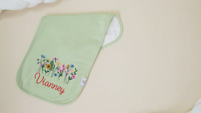 Custom Name Wildflower Baby Burp Cloths