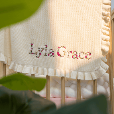 Personalized Embroidered Floral Baby Blanket