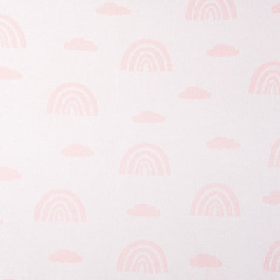 Pattern of pink rainbows on a light pink background