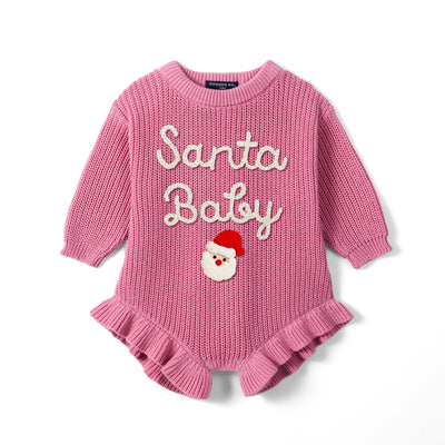 Custom Hand Embroidered Santa Claus Baby Romper