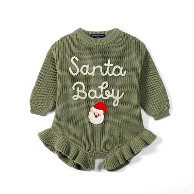 Custom Hand Embroidered Santa Claus Baby Romper